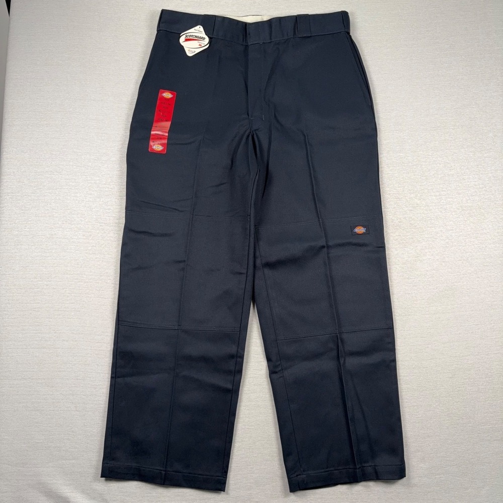 Dickies Double Knee Work Pants Loose Fit Mens Size 36x30 Navy Poly Cotton NEW